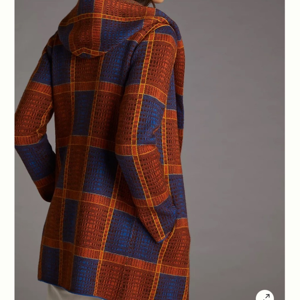 Anthropologie Field Flower Plaid Sweater Coat - Picture 3 of 6